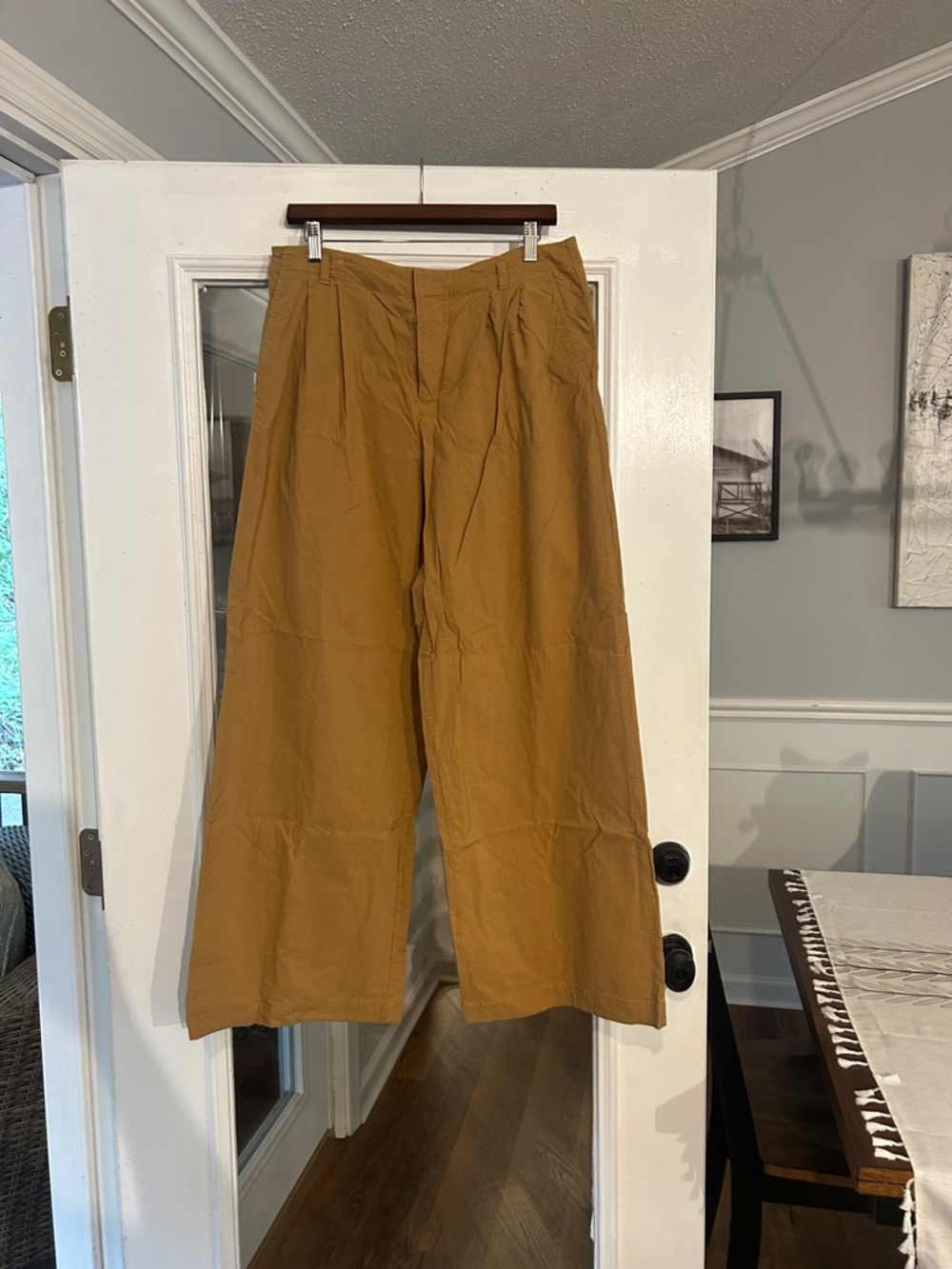 Wide-Leg Cotton Blend women’s Pants in Mustard